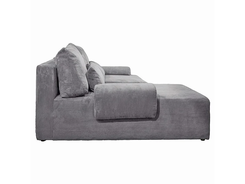 Canapé d'angle réversible convertible 3 places en velours côtelé gris
