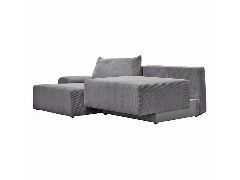 Canapé d'angle réversible convertible 3 places en velours côtelé gris