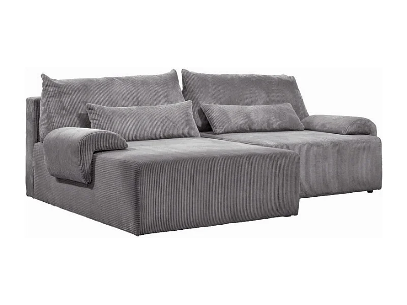 Canapé d'angle réversible et convertible velours côtelé gris - LESTER