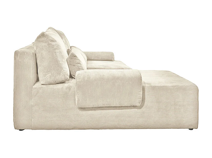 Canapé d'angle réversible et convertible velours côtelé beige - LESTER