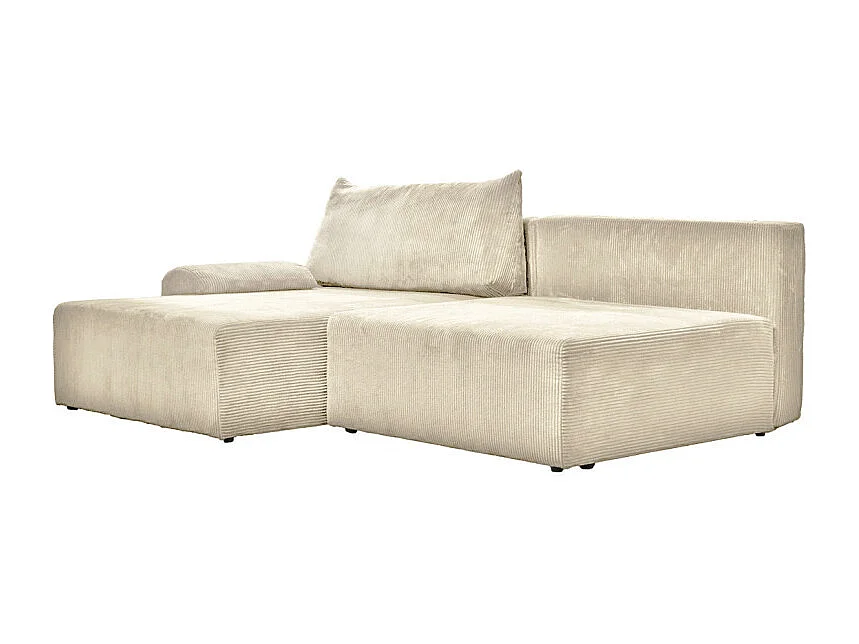 Canapé d'angle réversible et convertible velours côtelé beige - LESTER