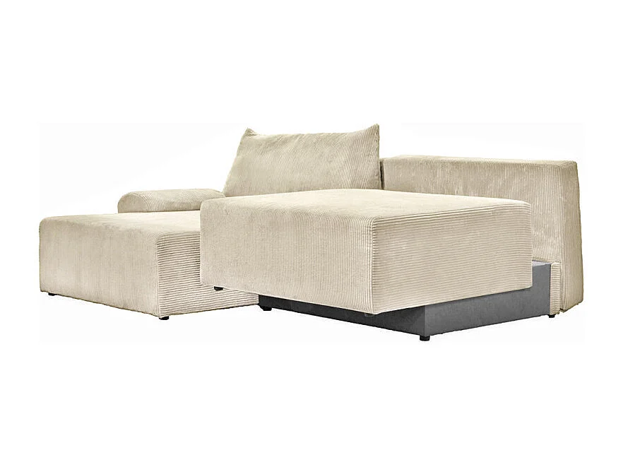 Canapé d'angle réversible et convertible velours côtelé beige - LESTER