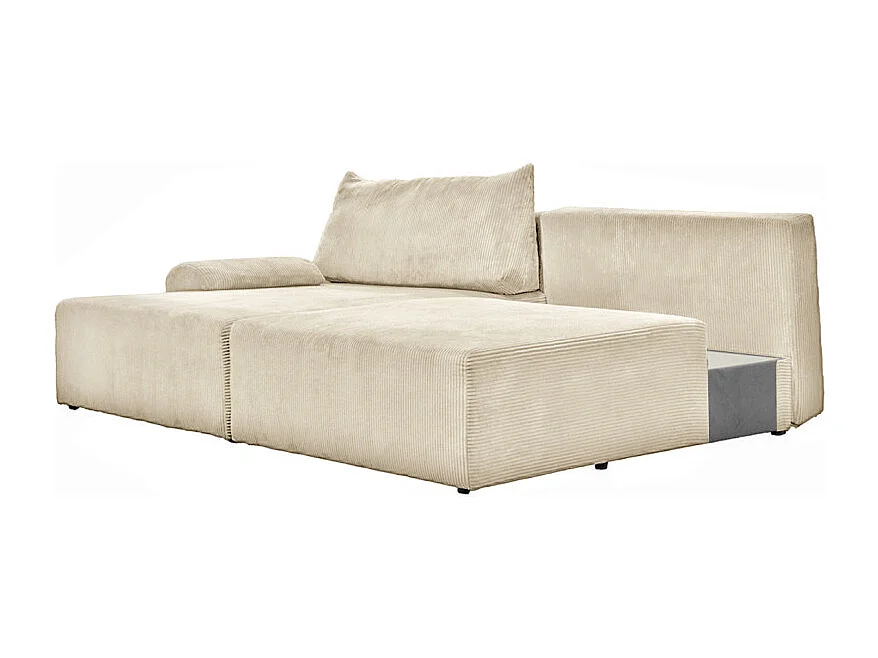 Canapé d'angle réversible et convertible velours côtelé beige - LESTER