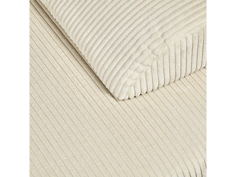 Canapé d'angle réversible et convertible velours côtelé beige - LESTER