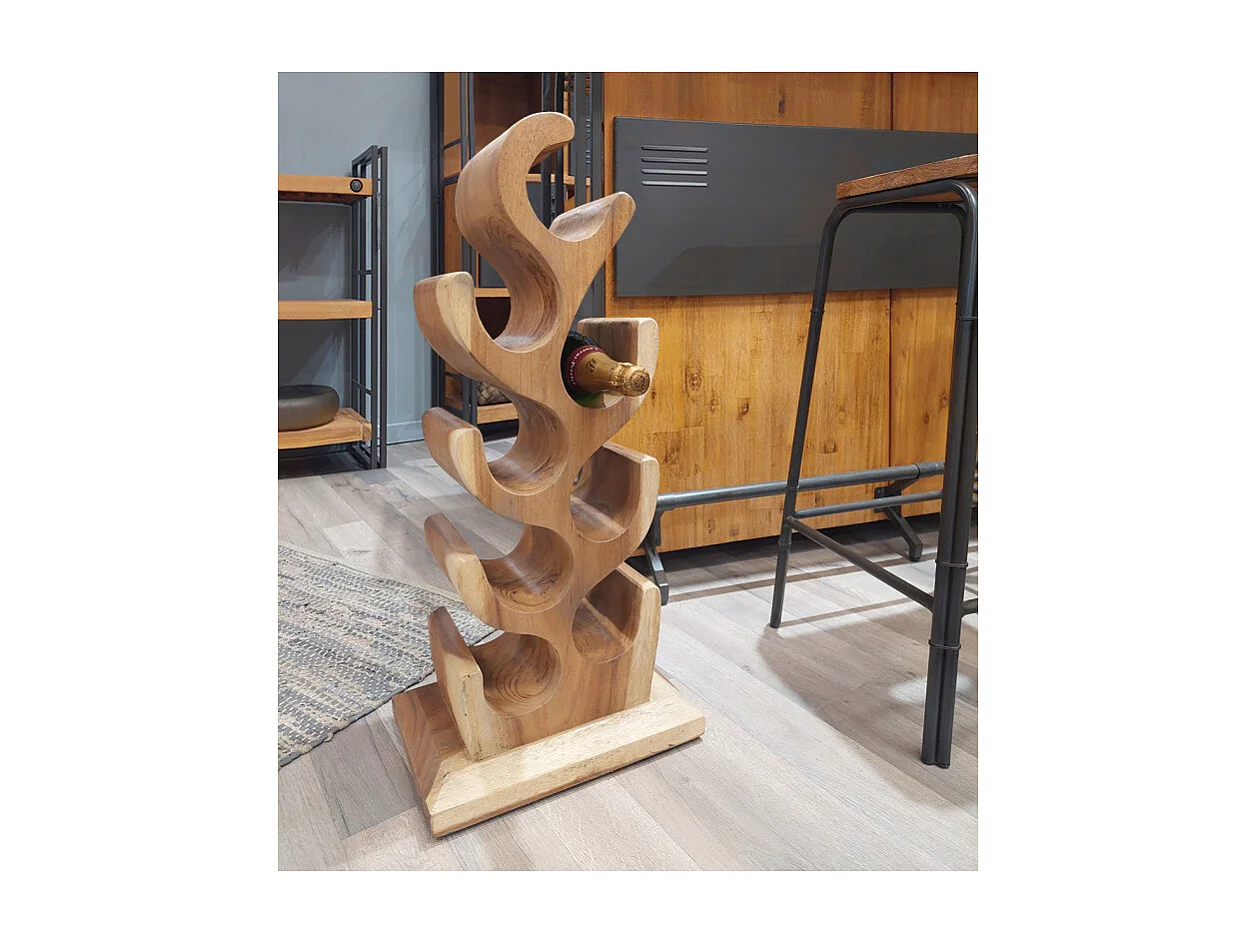 Porte bouteille en bois de suar H.77 cm 8 espaces de stockage - WINE