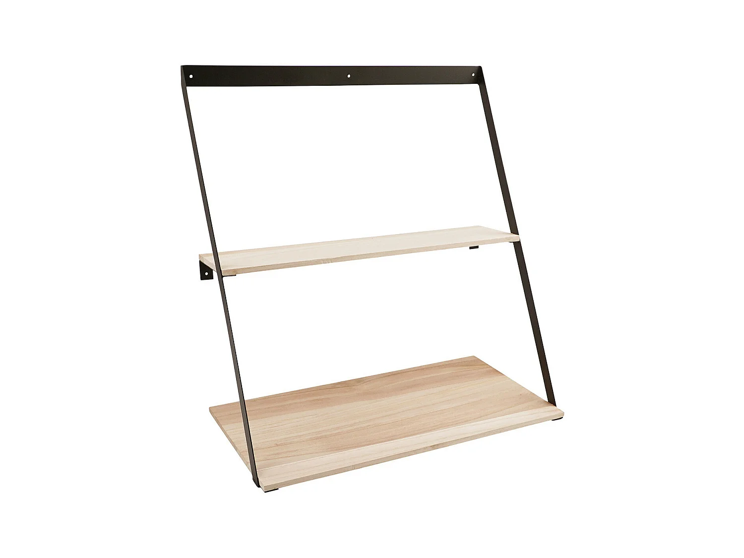BASIK - Etagère Murale Double en Bois et Métal Noir