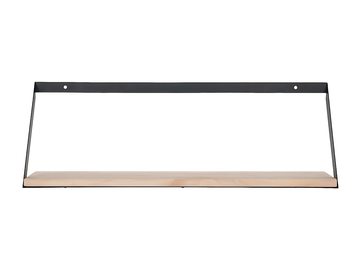 BASIK - Etagère Murale Simple en Bois et Métal Noir