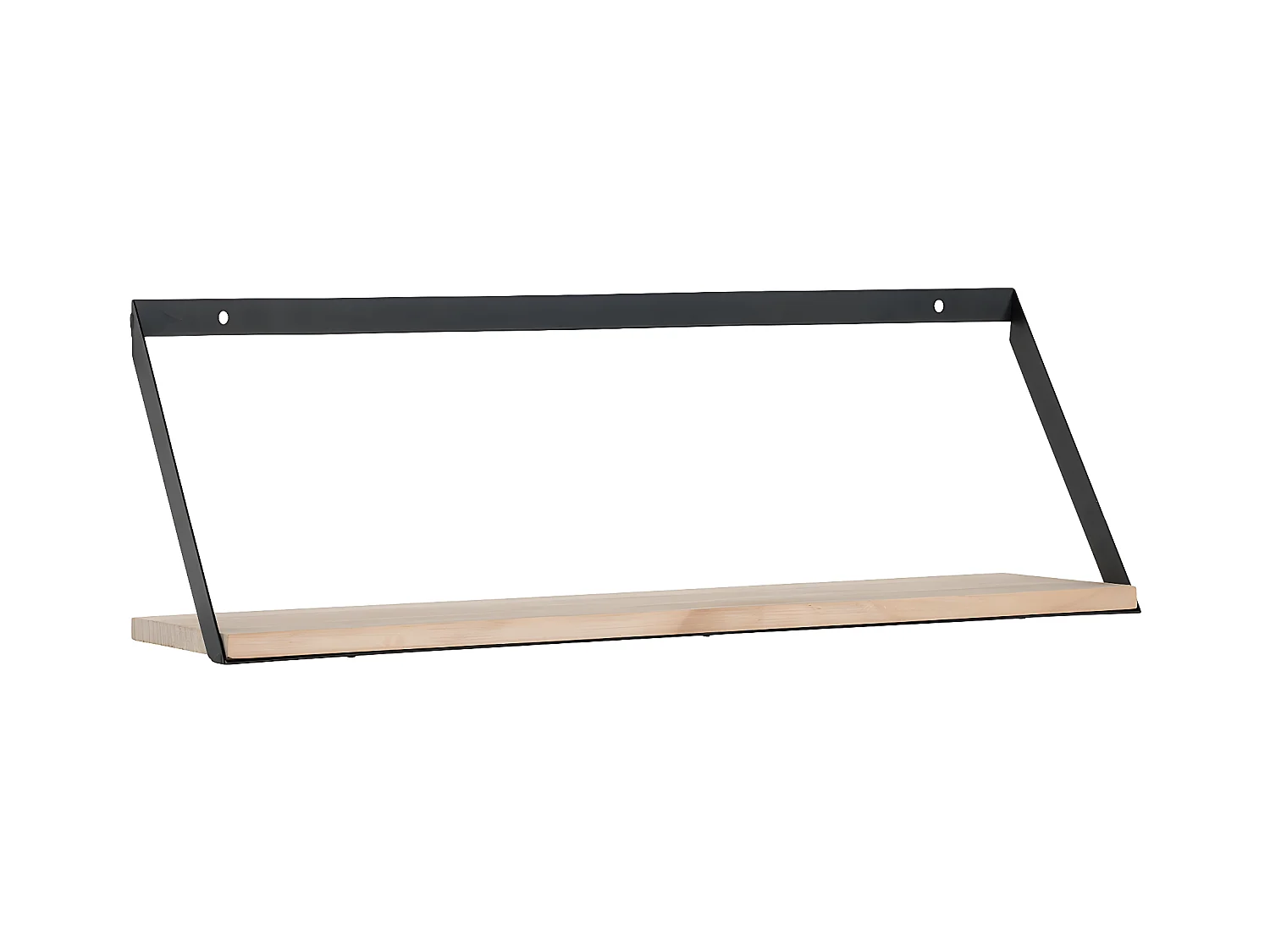 BASIK - Etagère Murale Simple en Bois et Métal Noir