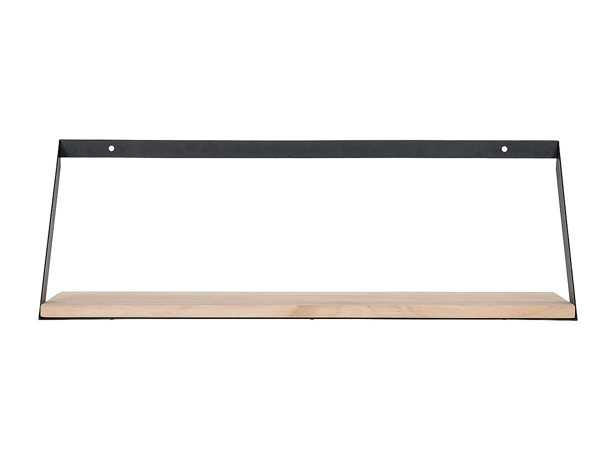 BASIK - Etagère Murale Simple en Bois et Métal Noir