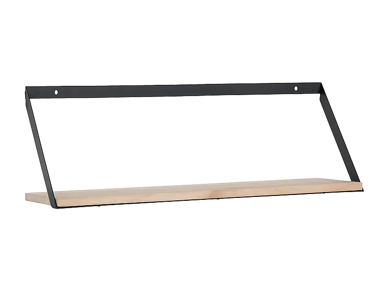 BASIK - Etagère Murale Simple en Bois et Métal Noir