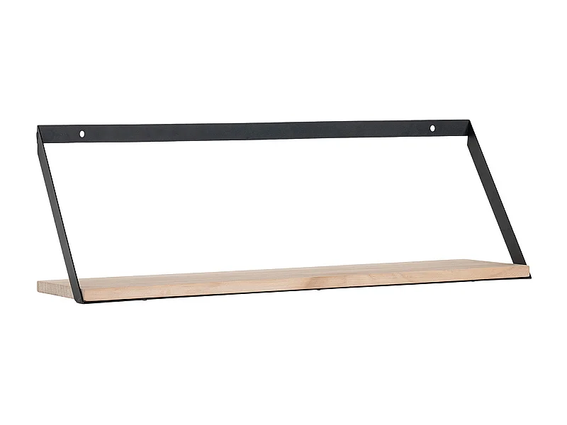 BASIK - Etagère Murale Simple en Bois et Métal Noir