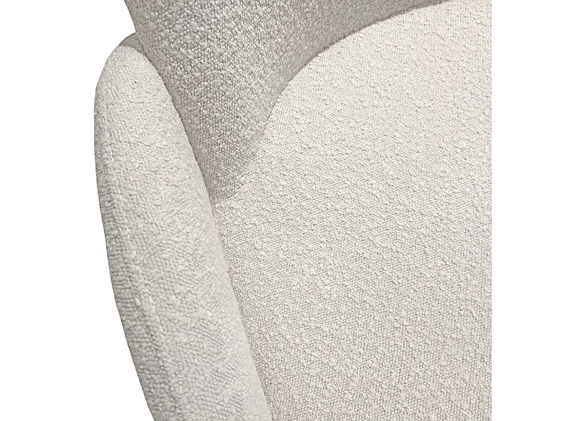 Fauteuil tissu bouclette écru imitation laine pieds métal noir - SHEEP