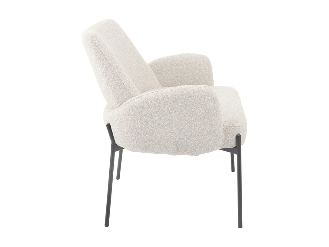 Fauteuil tissu bouclette écru imitation laine pieds métal noir - SHEEP