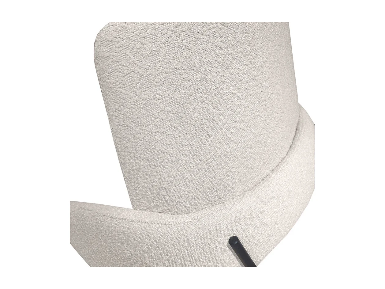 Fauteuil tissu bouclette écru imitation laine pieds métal noir - SHEEP