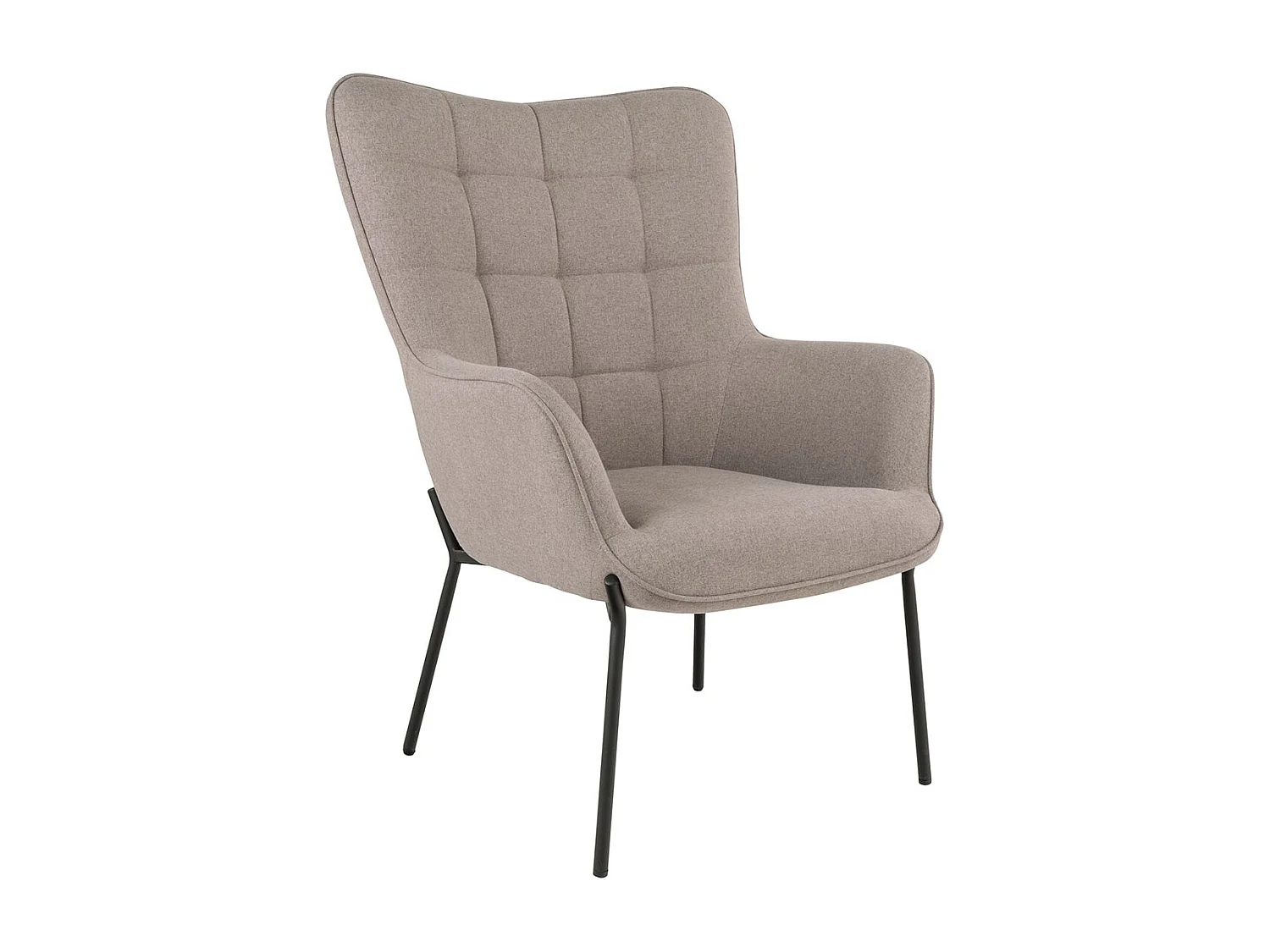 FINTRY - Fauteuil Tissu Taupe  et Piétement Acier Noir