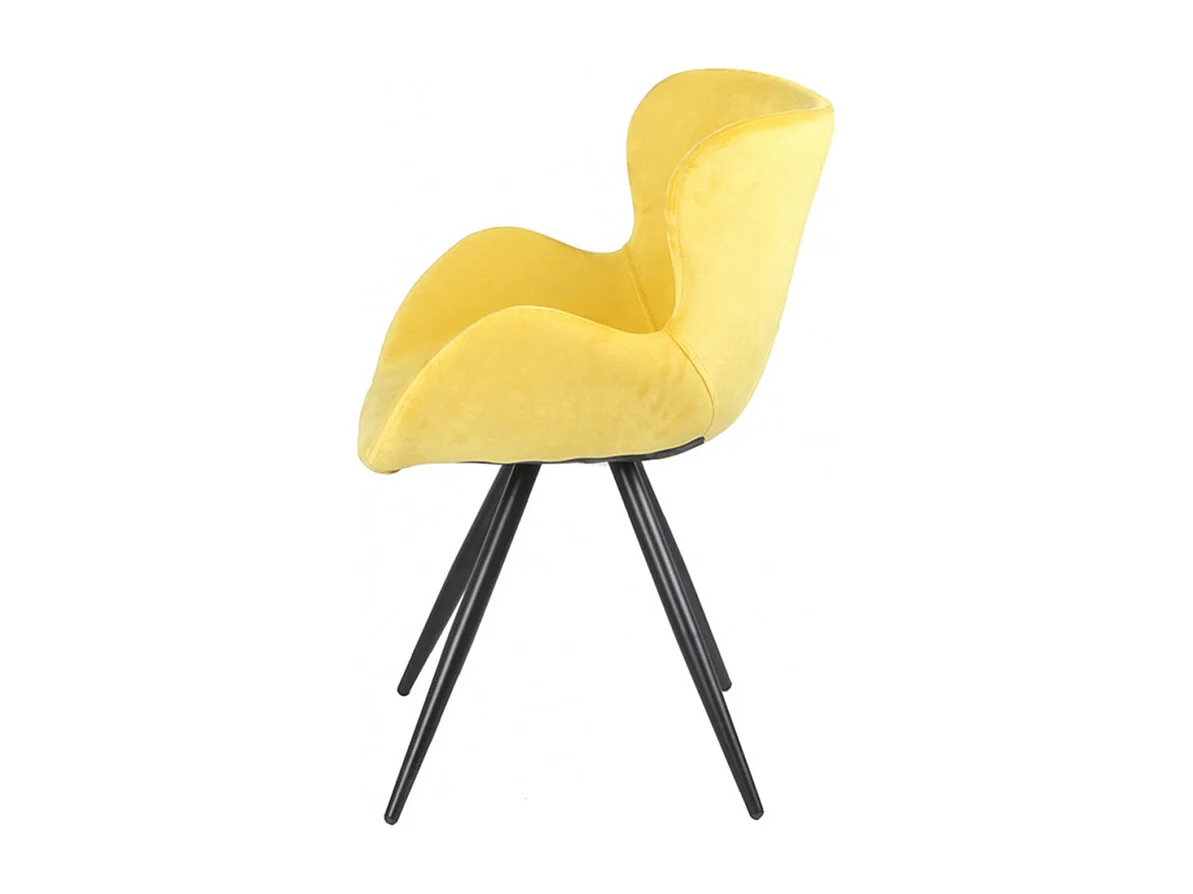 Chaise style scandinave velours jaune et pied métal noir - LOTUS