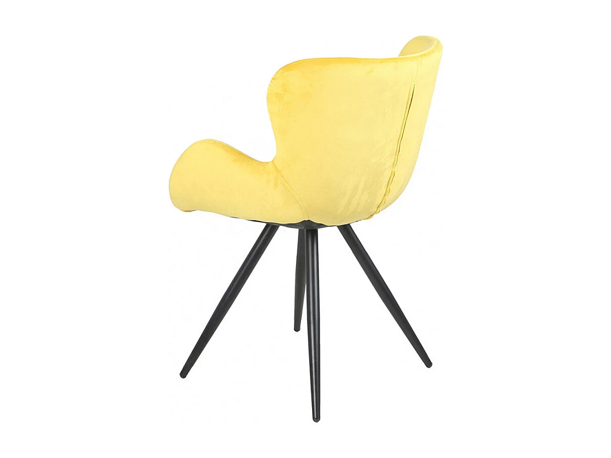 Chaise style scandinave velours jaune et pied métal noir - LOTUS