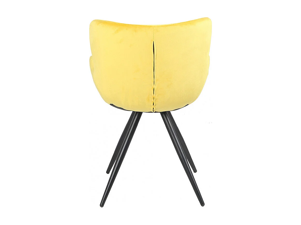 Chaise style scandinave velours jaune et pied métal noir - LOTUS