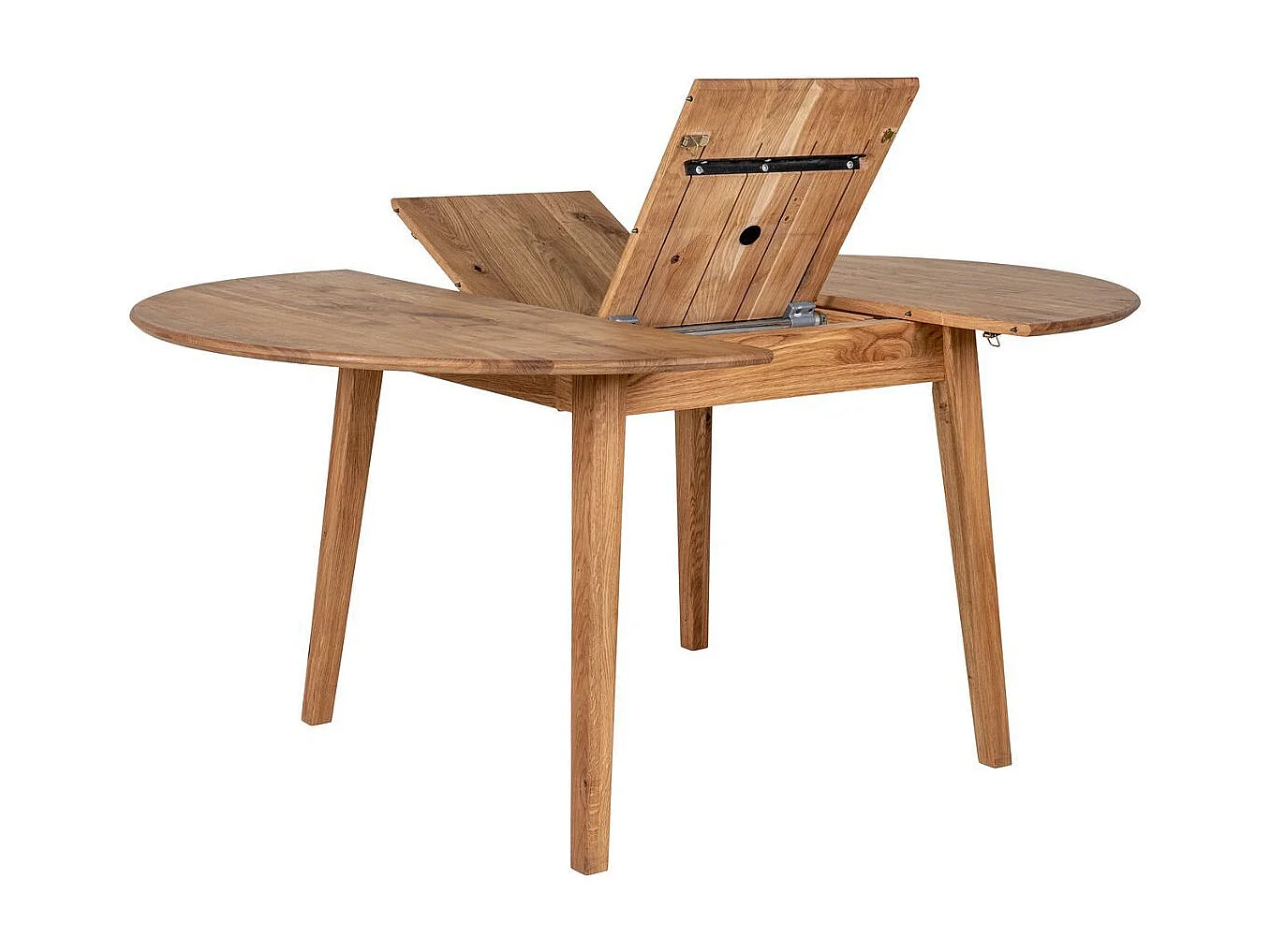 WOODY - Table de Repas 4 à 6 personnes en Chêne Clair  avec Rallonge "Papillon" intégrée