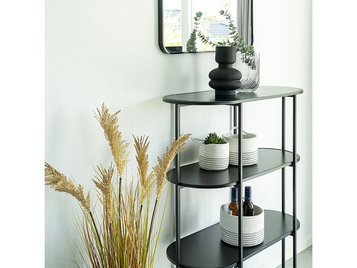 BIANCA - Lot de 3 Paniers en Coton Blanc et avec surpiqûres zig-zag et 1 Poignée