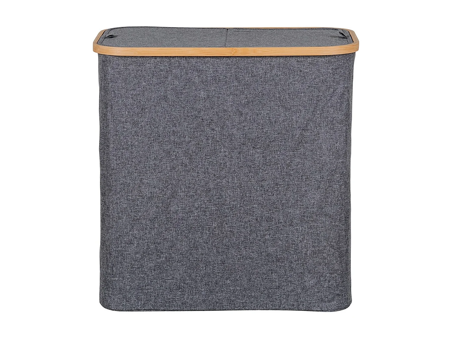 ANDREW - Panière à Linge en Tissu Gris et Bambou Double Abattants