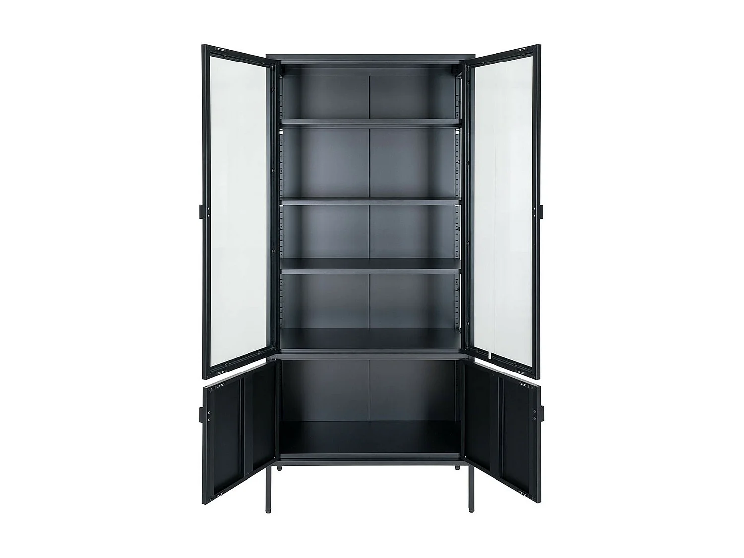 HENDRA - Vitirne 4 Portes Verre et Acier Noir