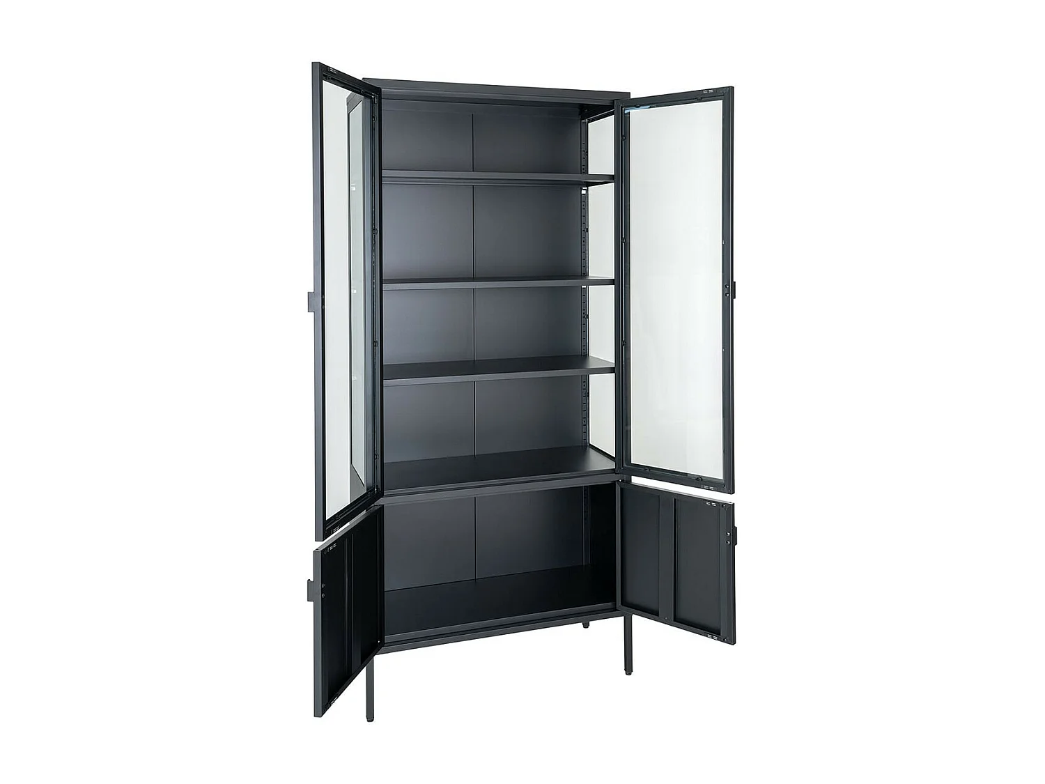 HENDRA - Vitirne 4 Portes Verre et Acier Noir