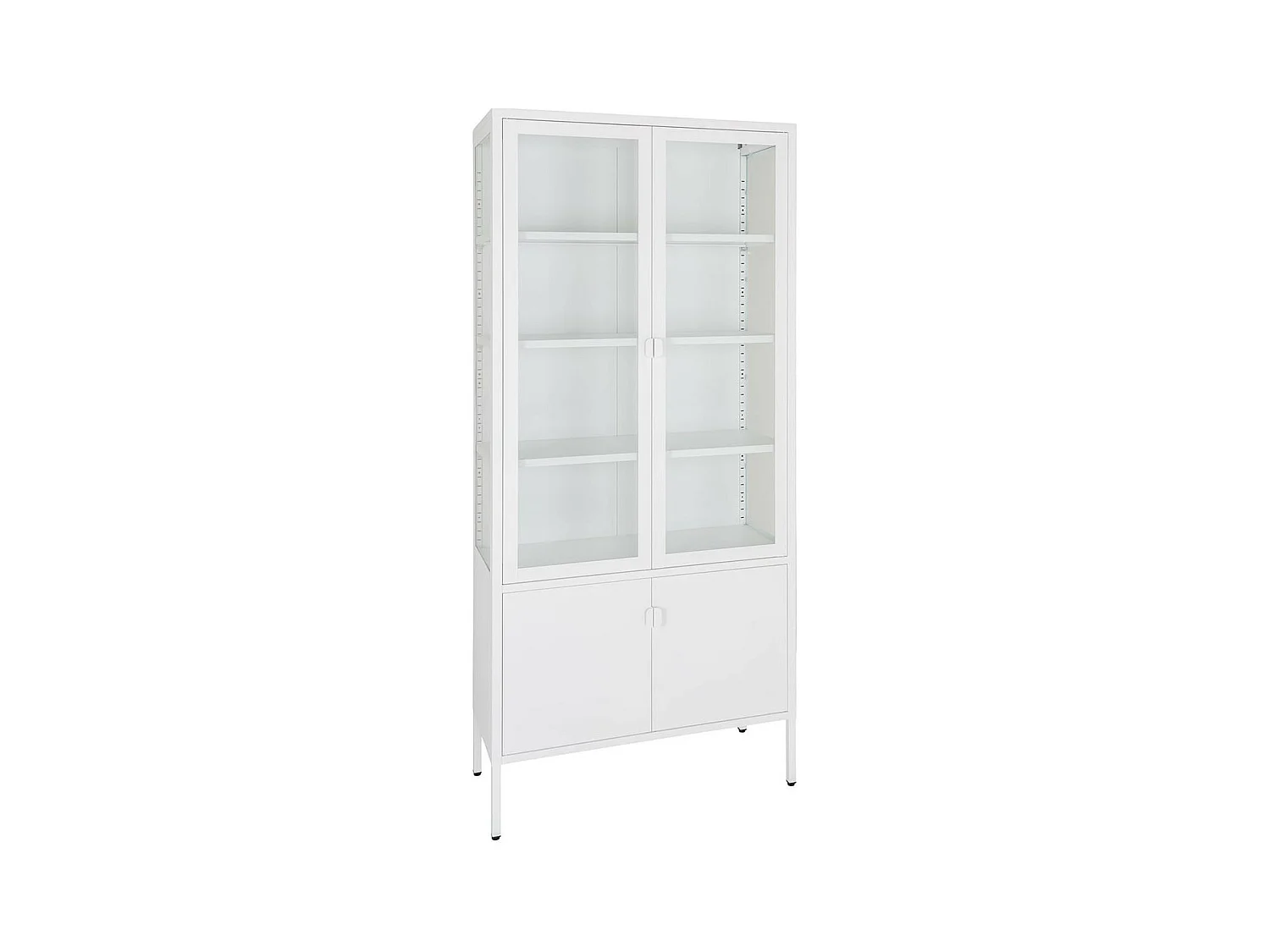 HENDRA - Vitirne 4 Portes Verre et Acier Blanc