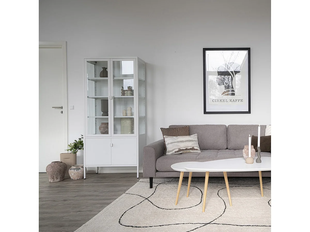 HENDRA - Vitirne 4 Portes Verre et Acier Blanc