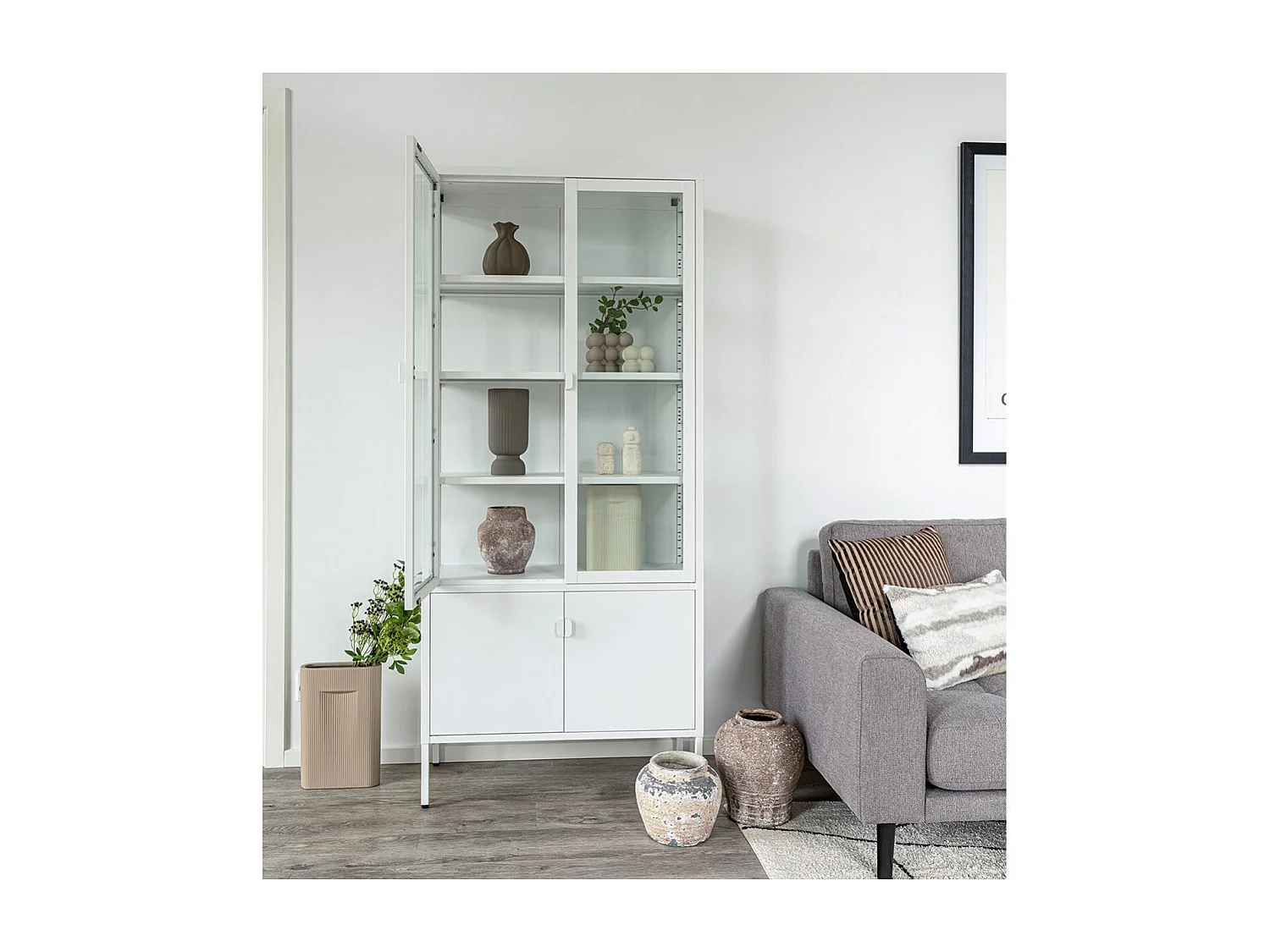 HENDRA - Vitirne 4 Portes Verre et Acier Blanc