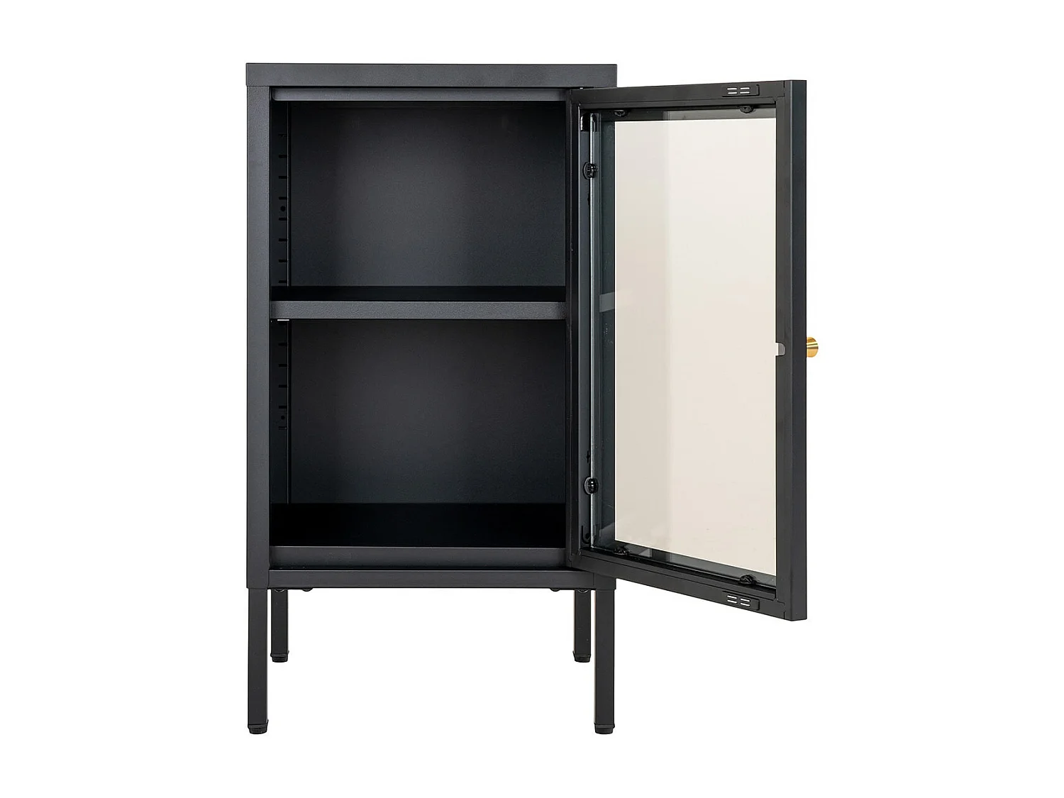 HUGO - Meuble d'appoint  1 Porte Vitrée en Métal Laqué Noir