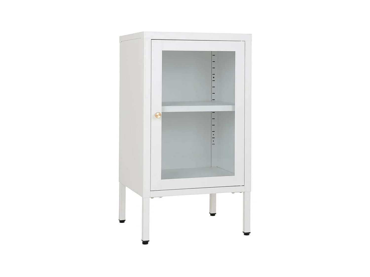 HUGO - Meuble d'appoint  1 Porte Vitrée en Métal Laqué Blanc