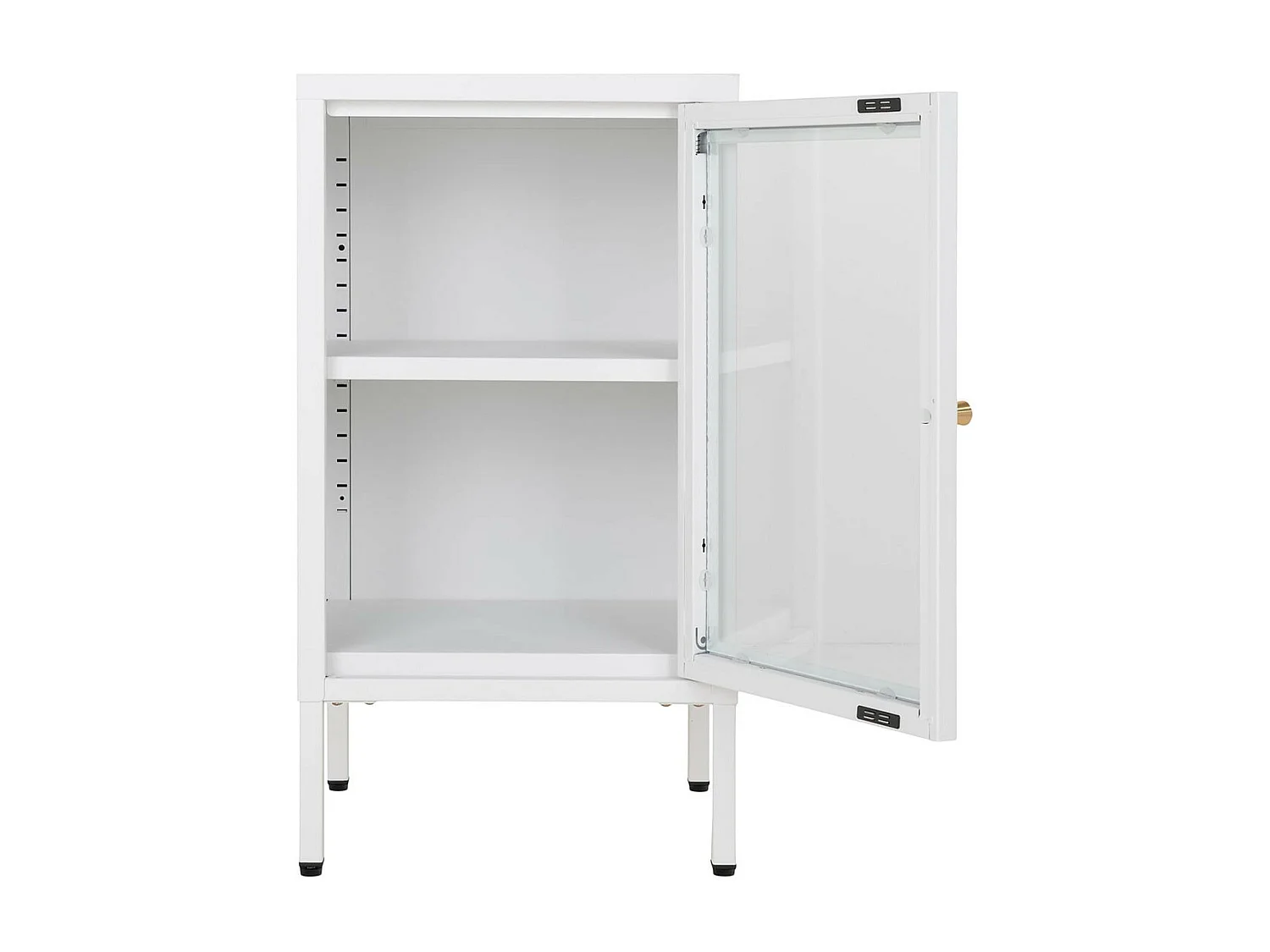 HUGO - Meuble d'appoint  1 Porte Vitrée en Métal Laqué Blanc