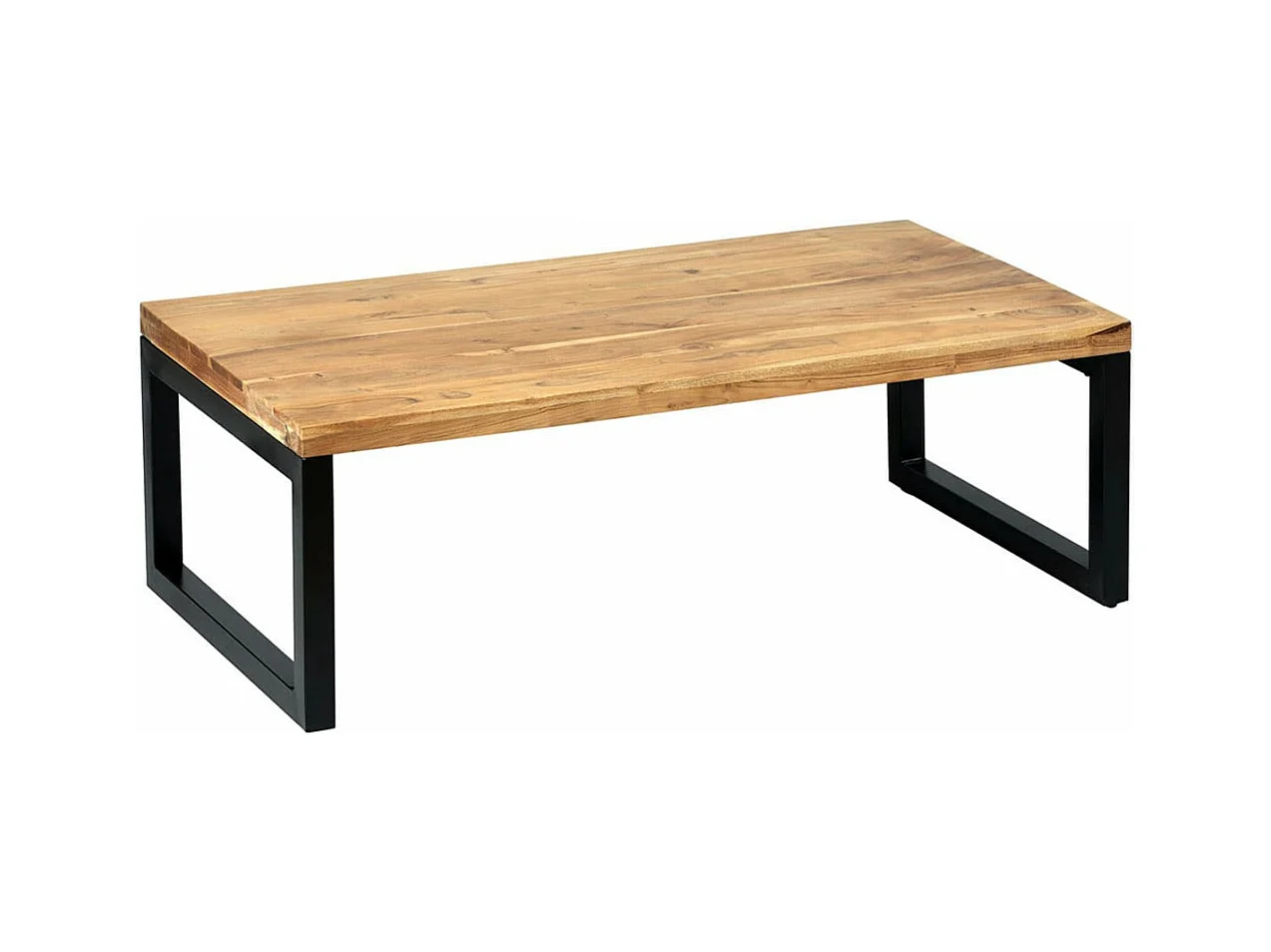 BOWNA - Table Basse en Acacia Massif et Métal Noir