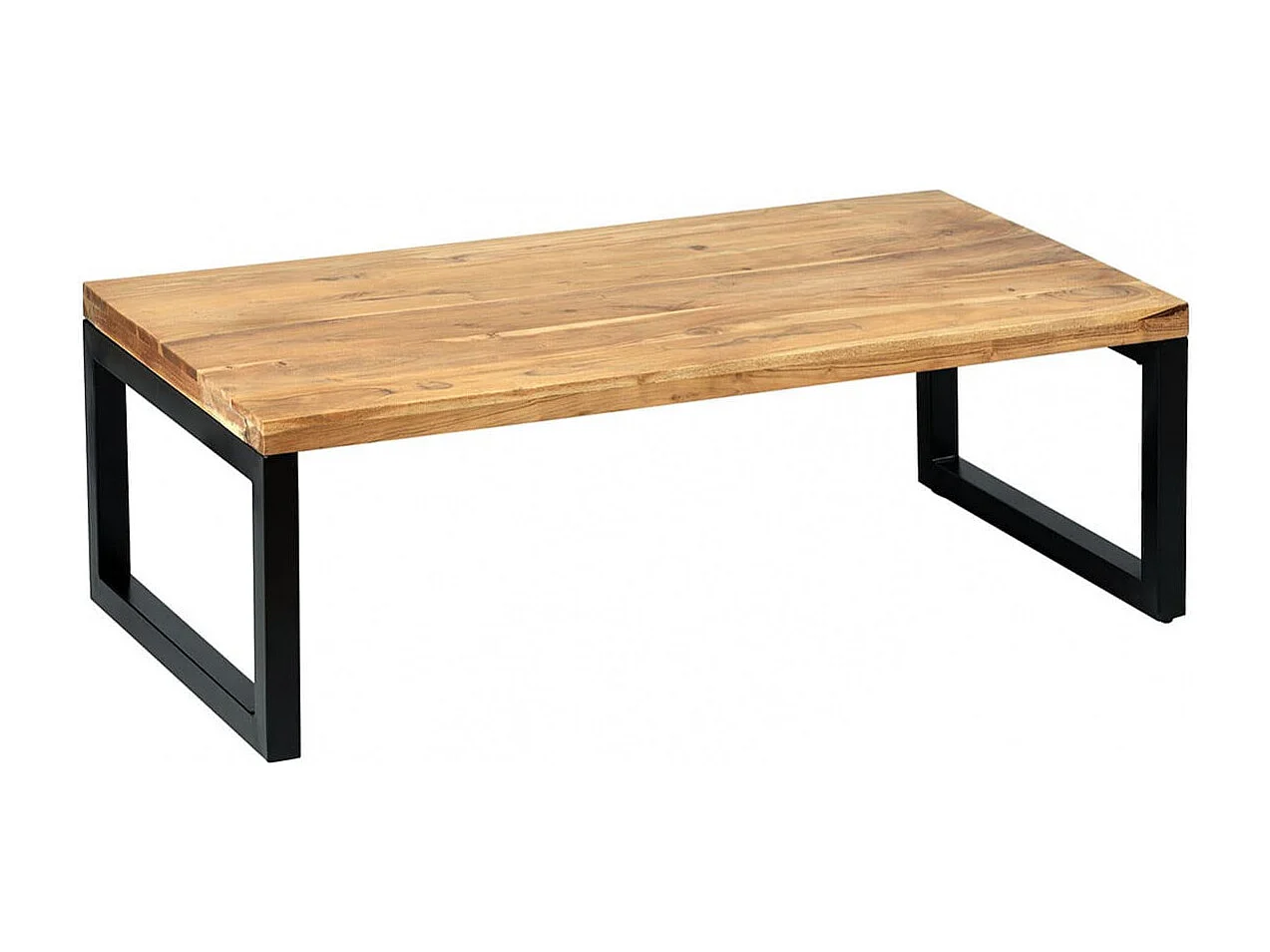 BOWNA - Table Basse en Acacia Massif et Métal Noir