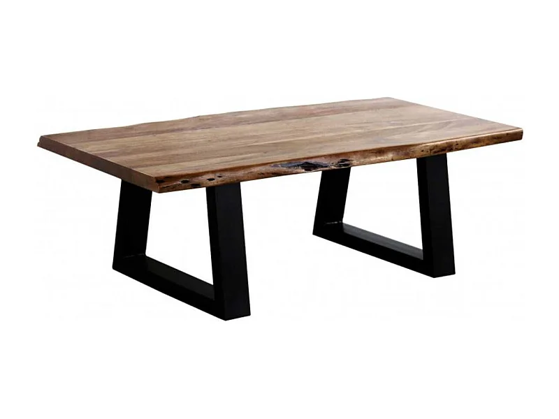 VOLSKA - Table Basse 120cm Acacia Massif et Métal Noir