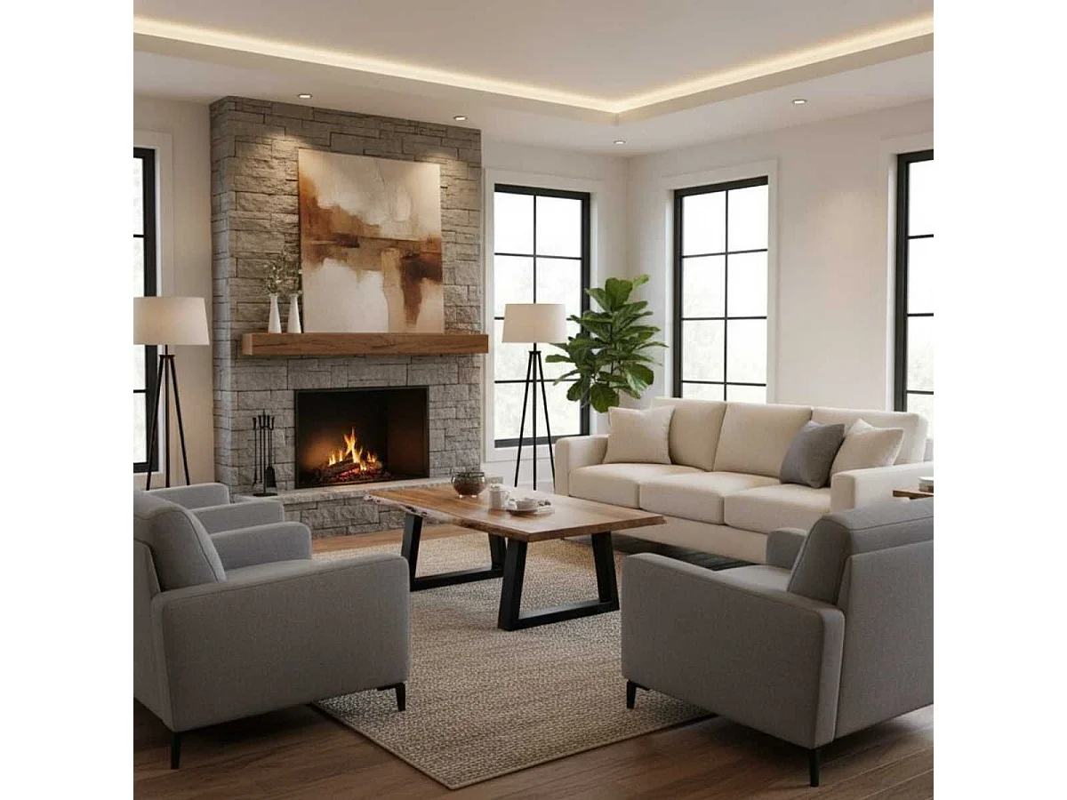 VOLSKA - Table Basse 120cm Acacia Massif et Métal Noir