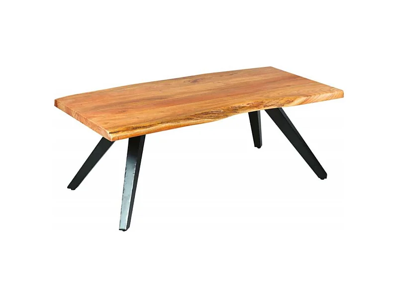 MIKARA - Table Basse Rectangulaire en Bois massif et Métal Noir