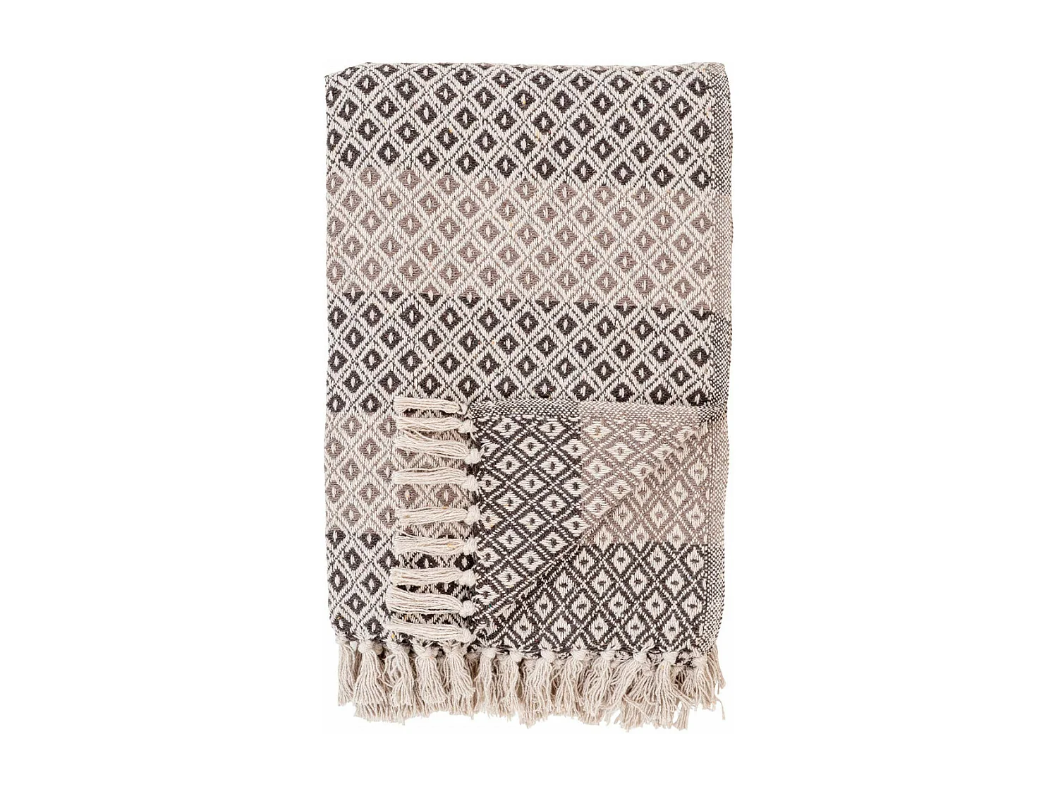 MARTYN - Plaid 180x130cm Beige et Marron à Motifs Géométriques