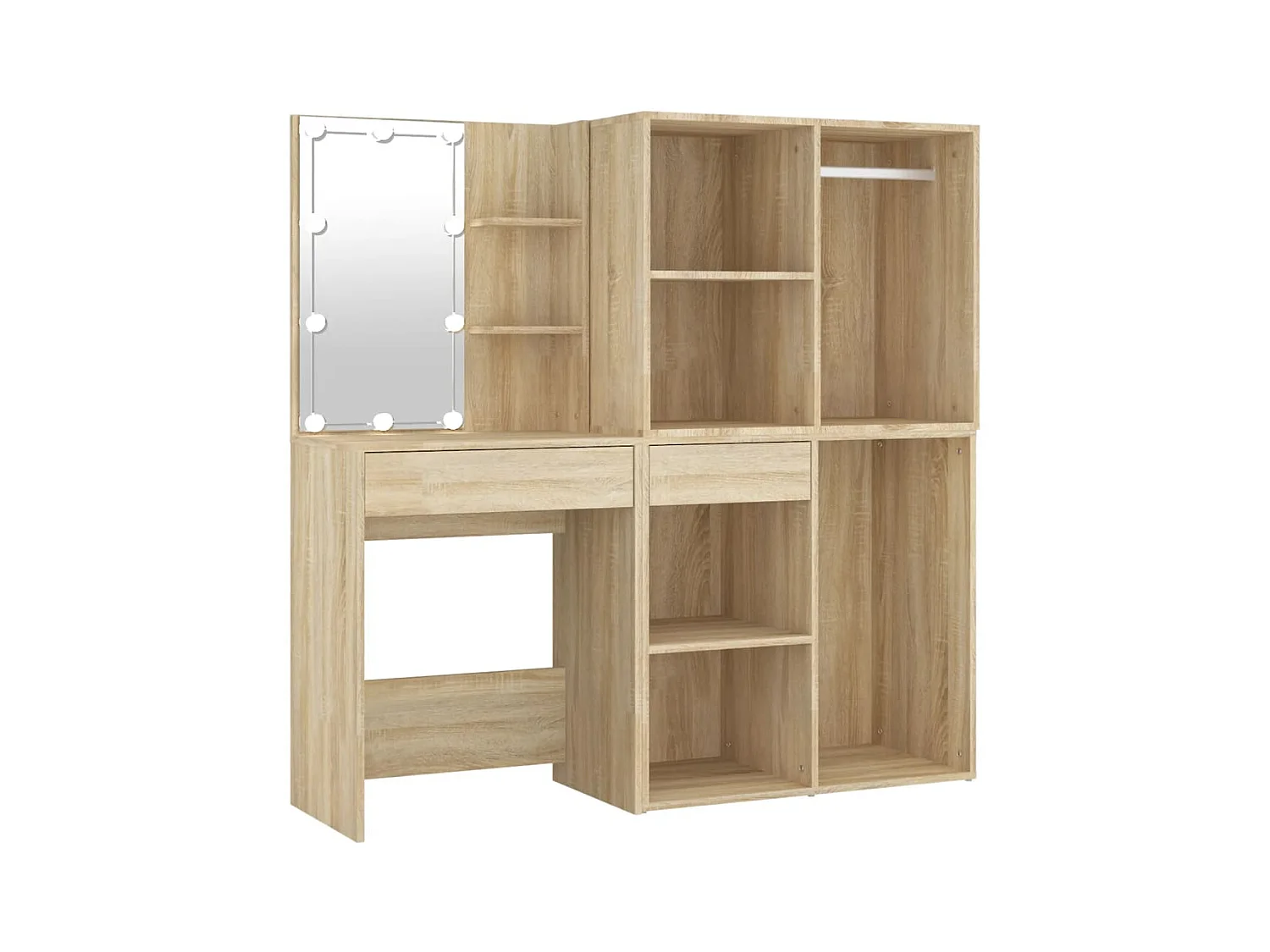 Toeletta LED con 2 mobili 60 x 40 x 140 cm multistrato beige 02_0006246