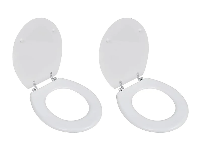 Juego de dos asientos de tapa de WC con revestimiento de MDF blanco 02_0002944