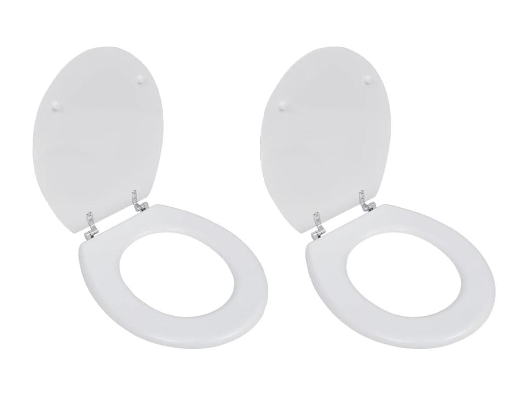Set di due sedili con coperchio WC con coperture in MDF bianco 02_0002944