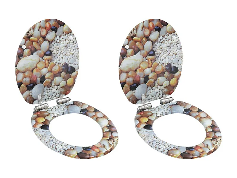 Set di due copriwater in MDF e ciottoli con coperchio a chiusura rallentata 02_0002971