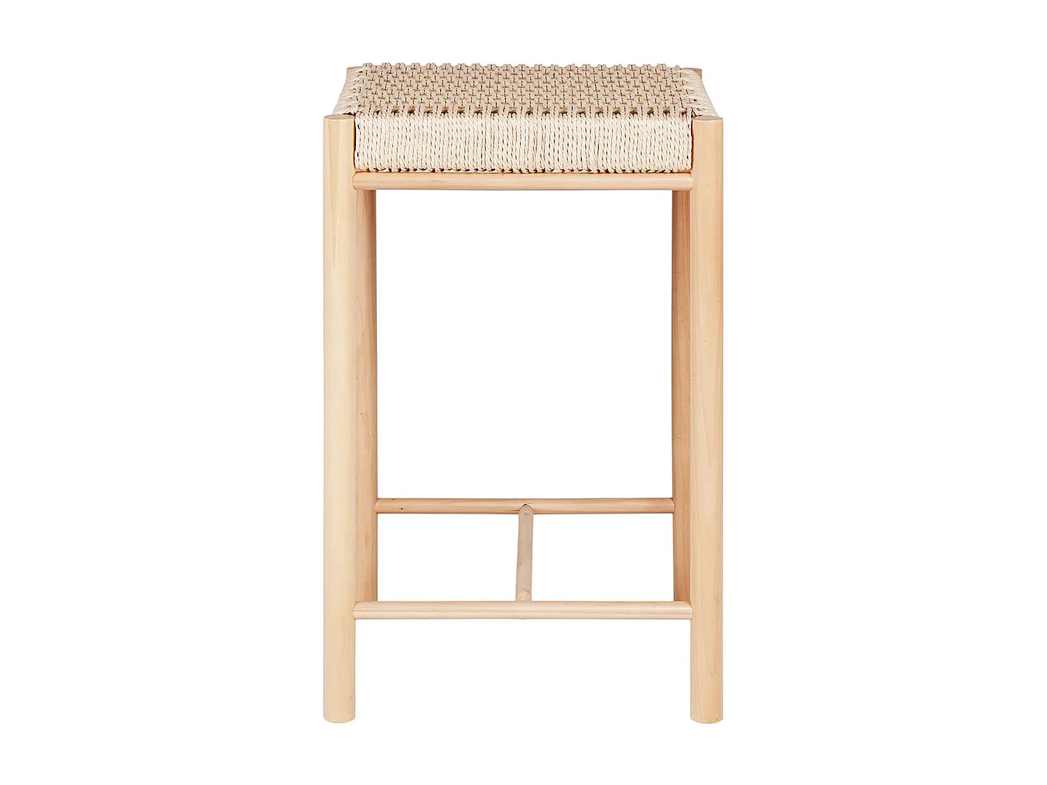 MINDY - Tabouret Hauteur 66,5 cm en Peuplier avec Assise Tressée