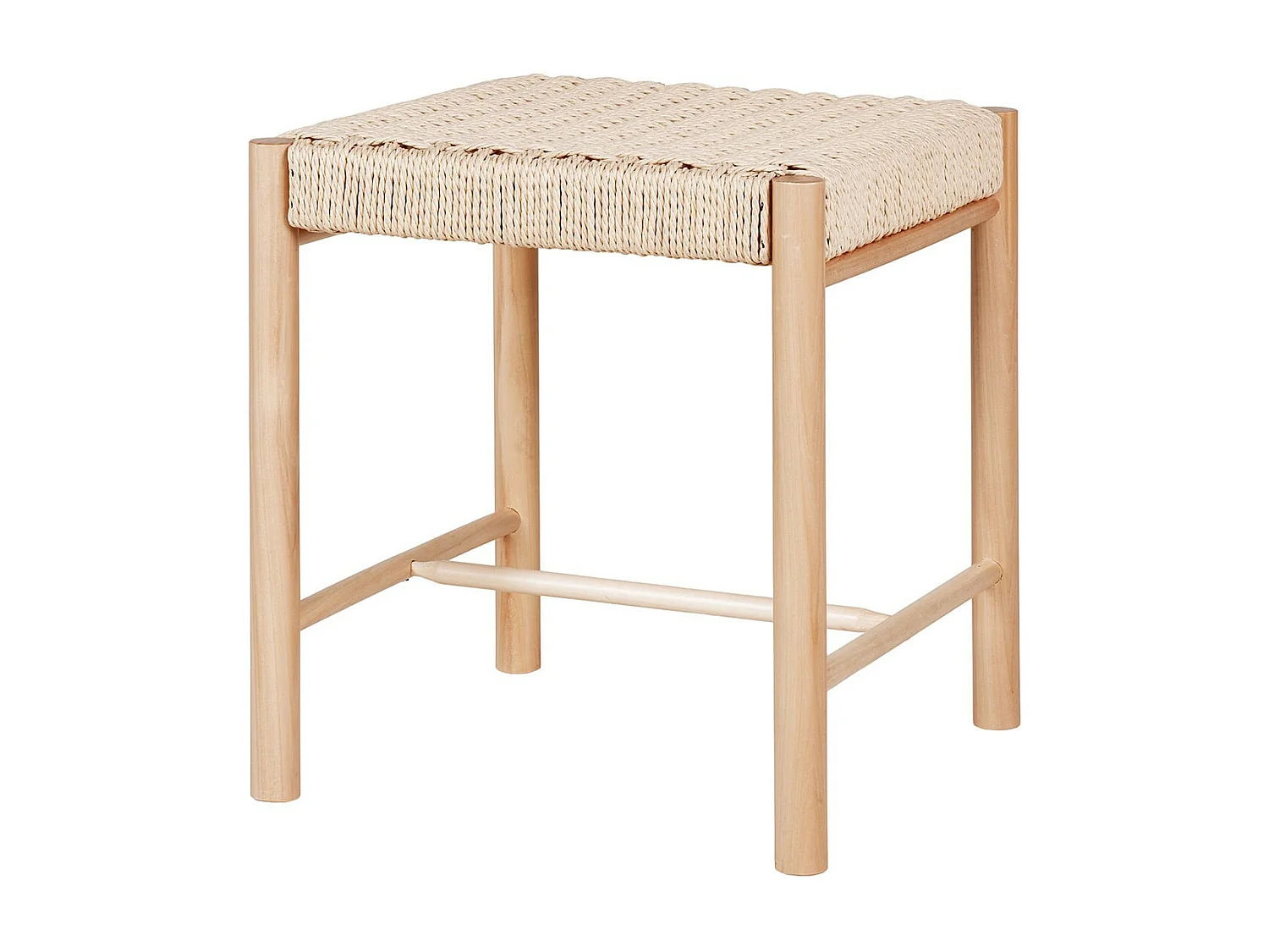 MINDY - Tabouret Hauteur 46,5 cm en Peuplier avec Assise Tressée