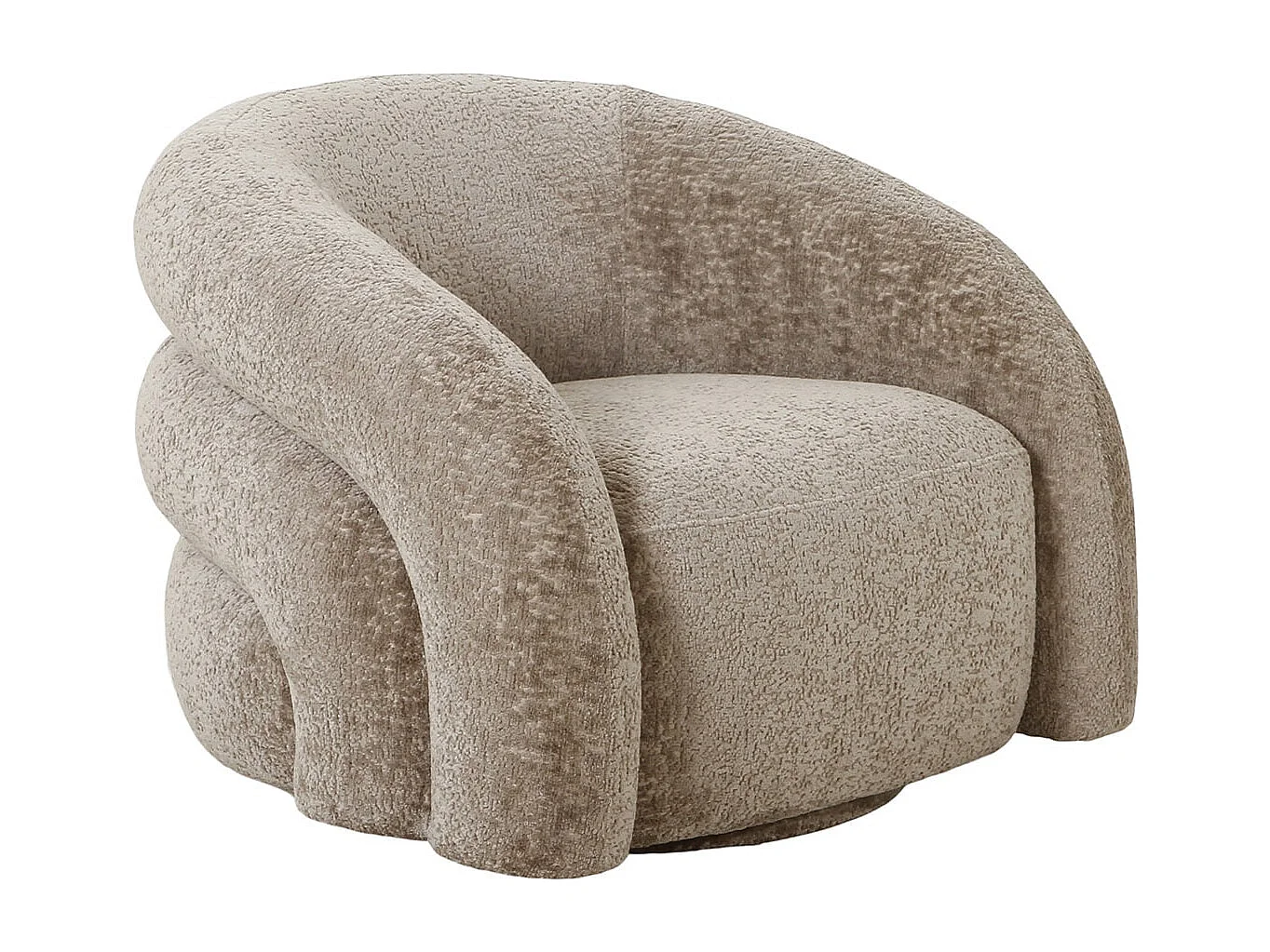 BUBBLE - Fauteuil Tissu Velours Texturé Beige Pivotant