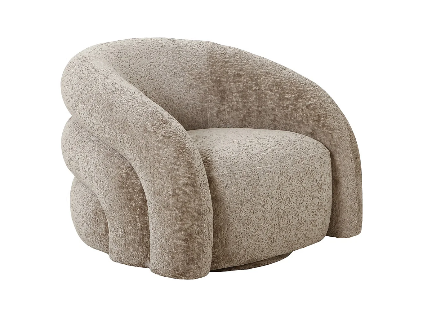 BUBBLE - Fauteuil Tissu Velours Texturé Beige Pivotant