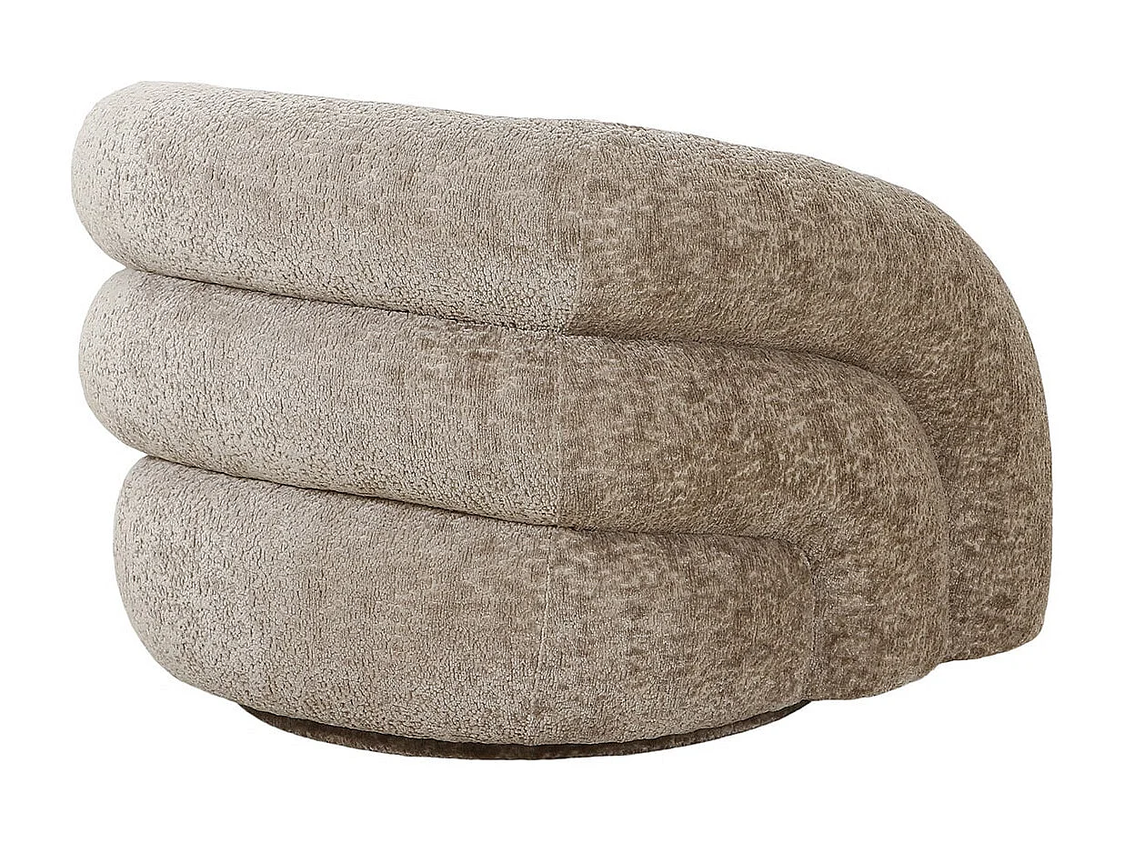 BUBBLE - Fauteuil Tissu Velours Texturé Beige Pivotant