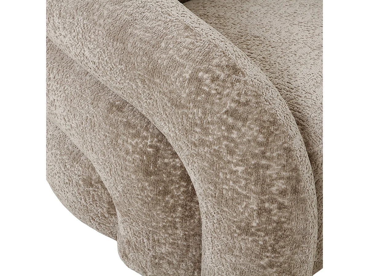 BUBBLE - Fauteuil Tissu Velours Texturé Beige Pivotant