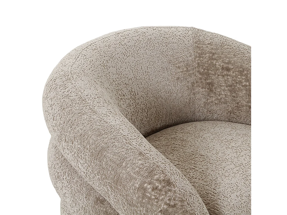 BUBBLE - Fauteuil Tissu Velours Texturé Beige Pivotant